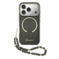 iPhone 17 Pro Guess IML Glitter Script Armband Hülle - MagSafe-kompatibel - Schwarz