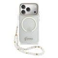 iPhone 17 Pro Guess IML Glitter Script Armband Hülle - MagSafe-kompatibel - Durchsichtig