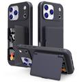 iPhone 17 Pro Hybrid Hülle mit Spiegel und Kartenhalter - Schwarz