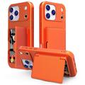 iPhone 17 Pro Hybrid Hülle mit Spiegel und Kartenhalter - Orange