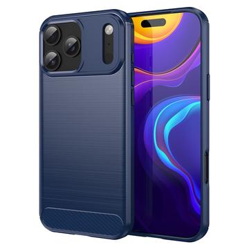 iPhone 17 Pro Max Gebürstete TPU Hülle - Karbonfaser - blau