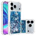 iPhone 17 Pro Max Glitter Quicksand TPU Hülle - blaue Herzen