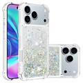 iPhone 17 Pro Max Glitter Quicksand TPU Hülle - Silber Herzen