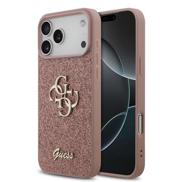 iPhone 17 Pro Max Guess Fixed Glitter 4G Metal Logo Hülle - Rosa