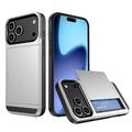 iPhone 17 Pro Max Hybrid-Hülle mit Verschiebbarem Kartensteckplatz - Silber
