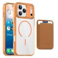 iPhone 17 Pro Max MagSafe Hülle mit Kartenhalter - Orange / Durchsichtig