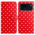 iPhone 17 Pro Max Polka-Dot-Muster Wallet Hülle - Rot