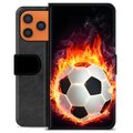 iPhone 17 Pro Max Premium Schutzhülle mit Geldbörse - Fußball Flamme