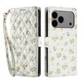 iPhone 17 Pro Max/18 Pro Max Rhombisches Blumen Wallet Hülle