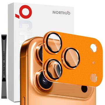 iPhone 17 Pro Northjo Vollständiger Schutz aus mattem Metall und gehärtetem Glas für das Kameraobjektiv - Orange