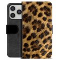 iPhone 17 Pro Premium Schutzhülle mit Geldbörse - Leopard