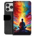iPhone 17 Pro Premium Schutzhülle mit Geldbörse - Meditation