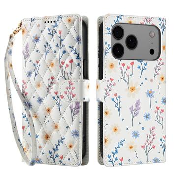 iPhone 17 Pro Rhombisches Blumen Wallet Hülle