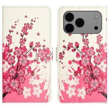 iPhone 17 Pro Style Serie Wallet Hülle - Rosa Blumen