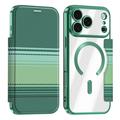 iPhone 17 Pro Elegante magnetische Flip-hülle mit RFID-Kartenfächern - Schwarzgrün