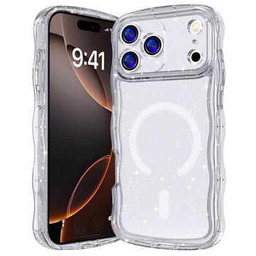 iPhone 17 Pro Wave-Edge Laser Glitter MagSafe Hülle - Durchsichtig