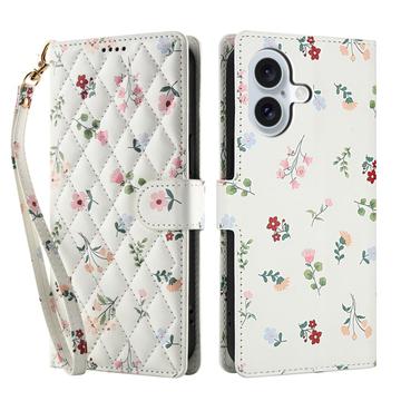 iPhone 17 Rhombisches Blumen Wallet Hülle - Rosen