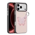iPhone 18 Pro Dux Ducis Luvy Hülle mit Fingerring/Handschlaufe - Hellrosa / Schmetterling