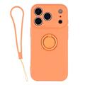 iPhone 18 Pro Flüssigsilikonhülle mit Ringhalter und Handschlaufe - Orange