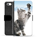 iPhone 5/5S/SE Premium Schutzhülle mit Geldbörse - Katze