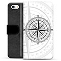 iPhone 5/5S/SE Premium Schutzhülle mit Geldbörse - Kompass