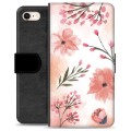 iPhone 7/8/SE (2020) Premium Schutzhülle mit Geldbörse - Pinke Blumen