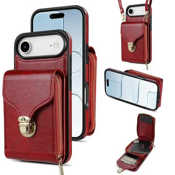 iPhone Air Alles-in-einem-Hülle mit Brieftasche und Armband - Rot