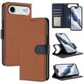 iPhone Air Abnehmbare Wallet Hülle mit MagSafe, RFID Schutz und Handschlaufe - Braun / Blau