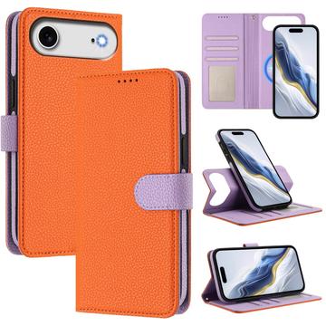 iPhone Air Abnehmbare Wallet Hülle mit MagSafe, RFID Schutz und Handschlaufe - Orange / Lila