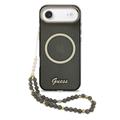 iPhone Air Guess IML Glitter Script Armband Hülle - MagSafe-kompatibel - Schwarz