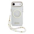 iPhone Air Guess IML Glitter Script Armband Hülle - MagSafe-kompatibel - Durchsichtig