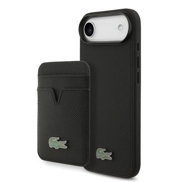 iPhone Air Lacoste Iconic Petit Pique MagSafe Hülle & Magnetische Kartenhalter - Schwarz