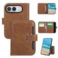 iPhone Duo Wallet-Hülle mit 8 Kartenfächern und Handgelenkband - Braun