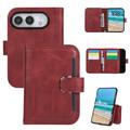 iPhone Duo Wallet-Hülle mit 8 Kartenfächern und Handgelenkband - Rot