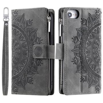 iPhone 16e Mandala Serie Wallet Hülle - Grau