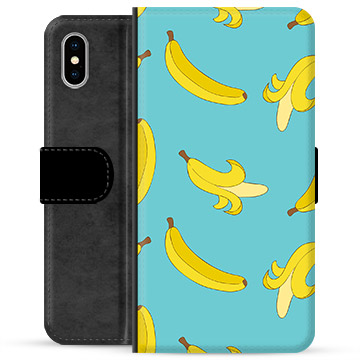 iPhone X / iPhone XS Premium Schutzhülle mit Geldbörse - Bananen