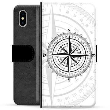 iPhone X / iPhone XS Premium Schutzhülle mit Geldbörse - Kompass