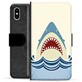 iPhone X / iPhone XS Premium Schutzhülle mit Geldbörse - Haifischkopf