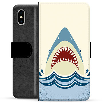 iPhone X / iPhone XS Premium Schutzhülle mit Geldbörse - Haifischkopf