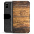 iPhone X / iPhone XS Premium Schutzhülle mit Geldbörse - Holz