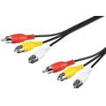 Goobay Composite-Audio und Videokabel - 3x RCA Stecker - Vernickelter - 3m