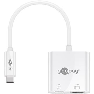 Goobay USB-C auf HDMI 2.0 / USB-C PD Adapter Kabel - Weiß