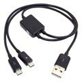 2 in 1 USB / Dual MicroUSB Kabel - Schwarz