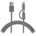 4smarts ComboCord Fabric MicroUSB & Typ-C Kabel - 2m - Grau