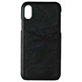 iPhone X / iPhone XS Essentials Triple Card Leder Cover - Schwarz