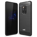 Saii Gebürstete Huawei Mate 20 TPU Hülle - Karbonfaser - Schwarz