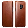 iCarer Curved Edge Vintage Samsung Galaxy S9 Leder Flip Case - Braun