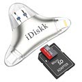 iDiskk R005 Multifunktionaler MicroSD / SD Kartenlesegerät - Silber