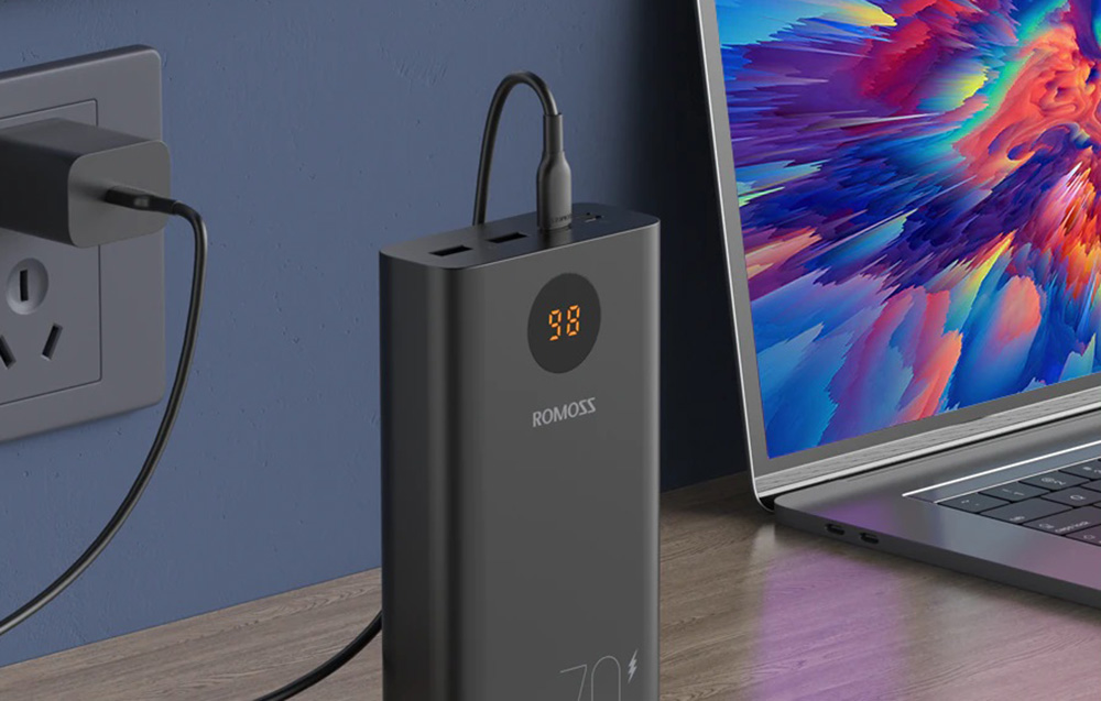 Romoss PEA30 Power Bank 30000mAh - USB-C, USB-Anschlüsse - Schwarz